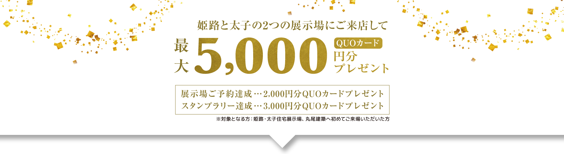 姫路と太子の2つの展示場に来店してクオカード5000円分プレゼント